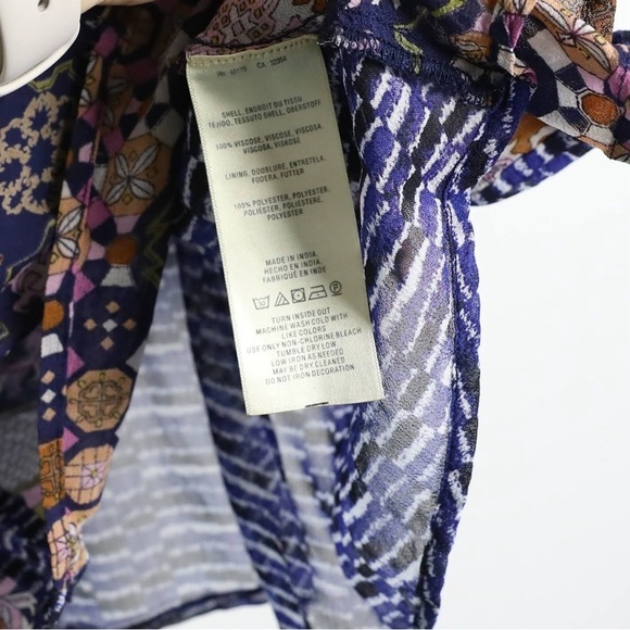Anthropologie Floreat Rhiannon Peasant Top Bohemian Blouse Blue Embroidered S - Picture 6 of 12